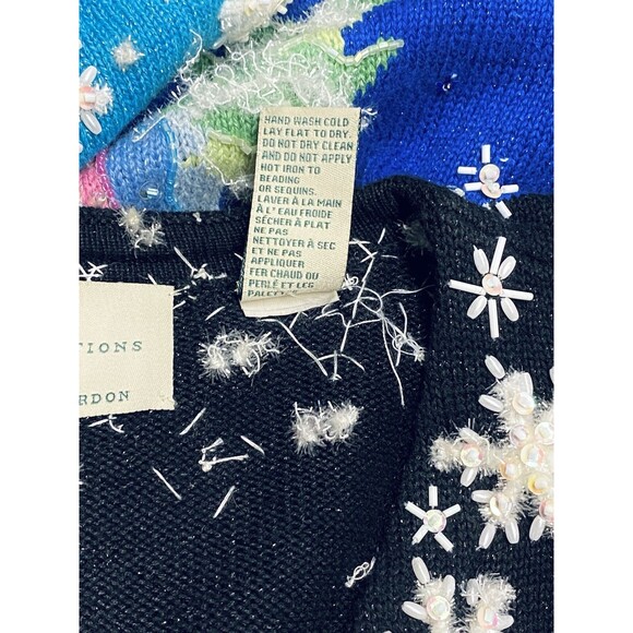 Design Options Sweater Philip Jane Gordon Cardigan Black w Winter Scene XL - Picture 14 of 14